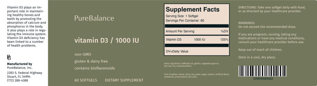 Vitamin D3 packaging label design